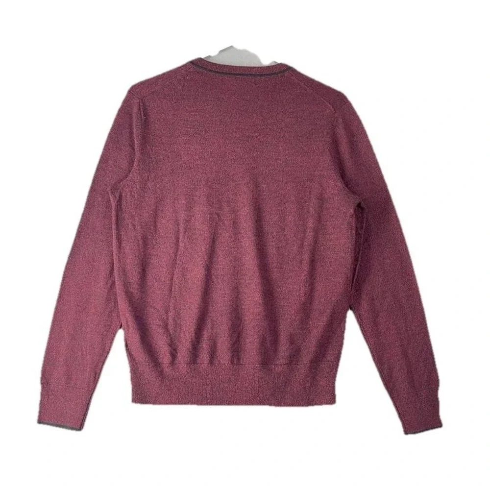 Men's Banana Republic Extra Fine Merino Wool V-Neck Sweater‎ Sz S Wine Burgundy